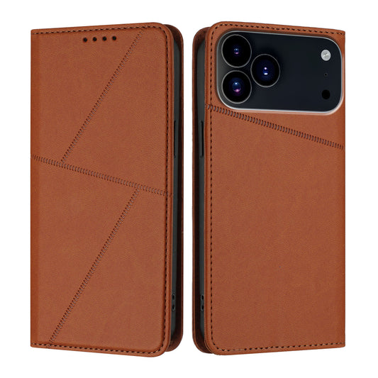For iPhone 17 Pro Wallet Case Magnetic Closure Leather Flip Phone Cover with Stand - Coffee