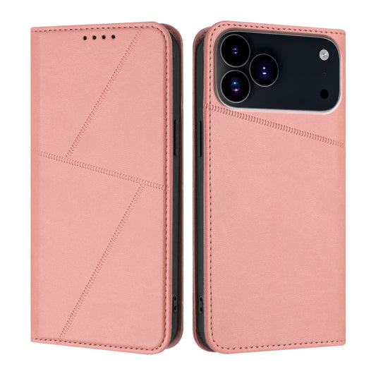 For iPhone 17 Pro Wallet Case Magnetic Closure Leather Flip Phone Cover with Stand - Pink