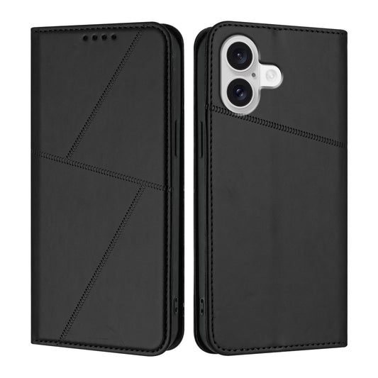 For iPhone 17 Wallet Case Magnetic Closure Leather Flip Phone Cover with Stand - Black