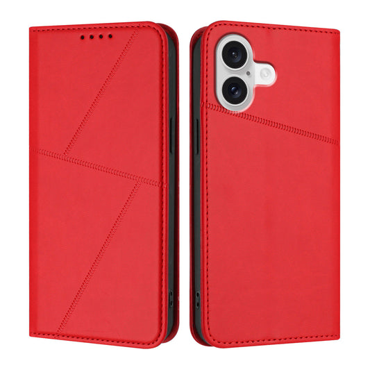 For iPhone 17 Wallet Case Magnetic Closure Leather Flip Phone Cover with Stand - Red