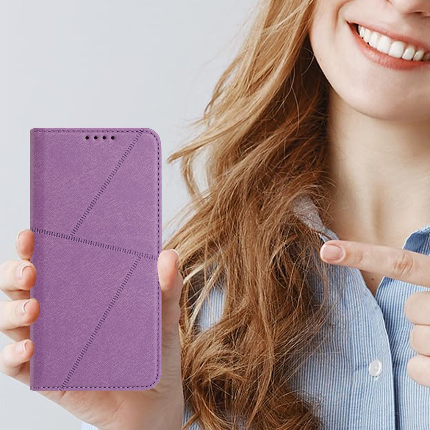 For iPhone 17 Wallet Case Magnetic Closure Leather Flip Phone Cover with Stand - Purple