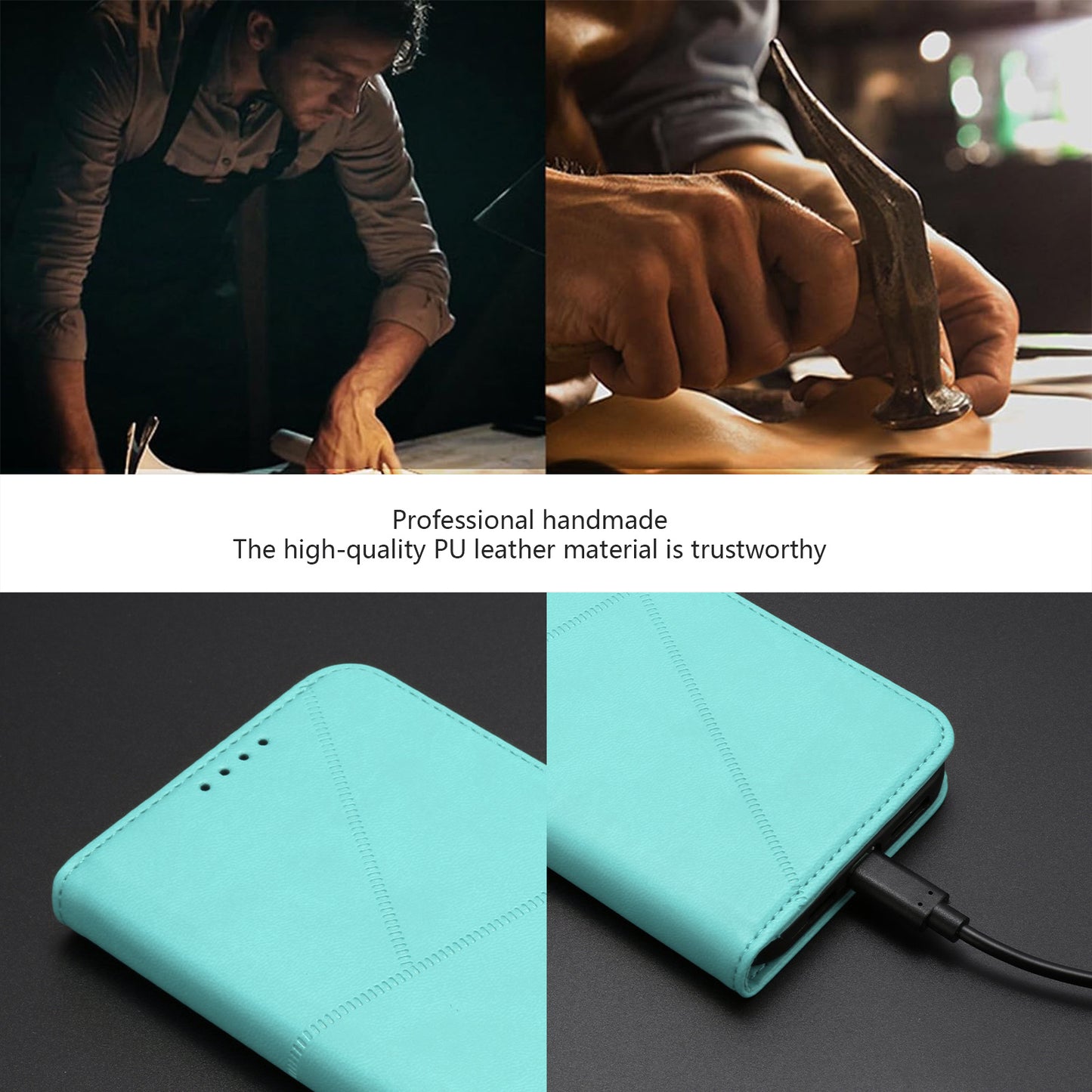 For iPhone 17 Wallet Case Magnetic Closure Leather Flip Phone Cover with Stand - Light Blue