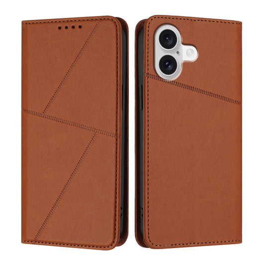 For iPhone 17 Wallet Case Magnetic Closure Leather Flip Phone Cover with Stand - Coffee