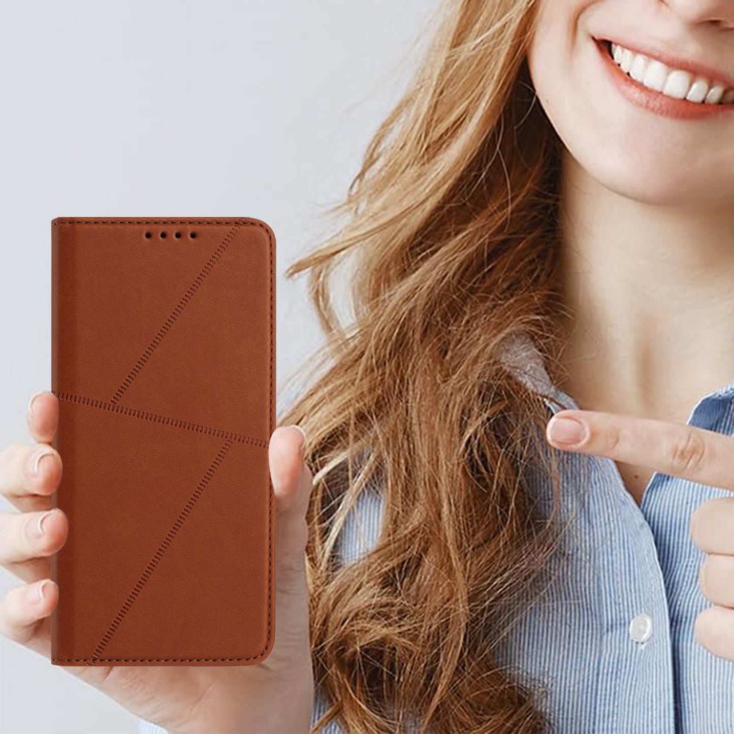For iPhone 17 Wallet Case Magnetic Closure Leather Flip Phone Cover with Stand - Coffee