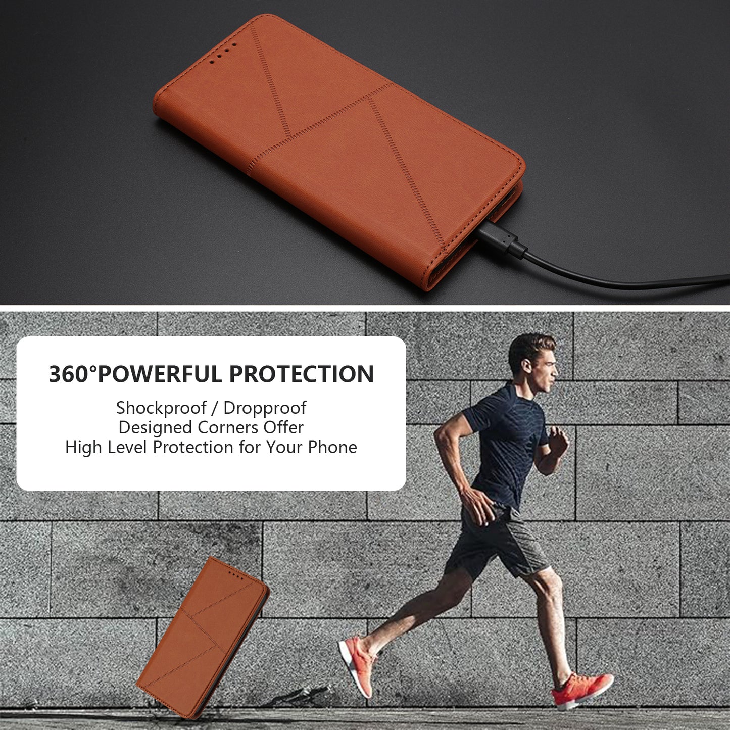For iPhone 17 Wallet Case Magnetic Closure Leather Flip Phone Cover with Stand - Coffee