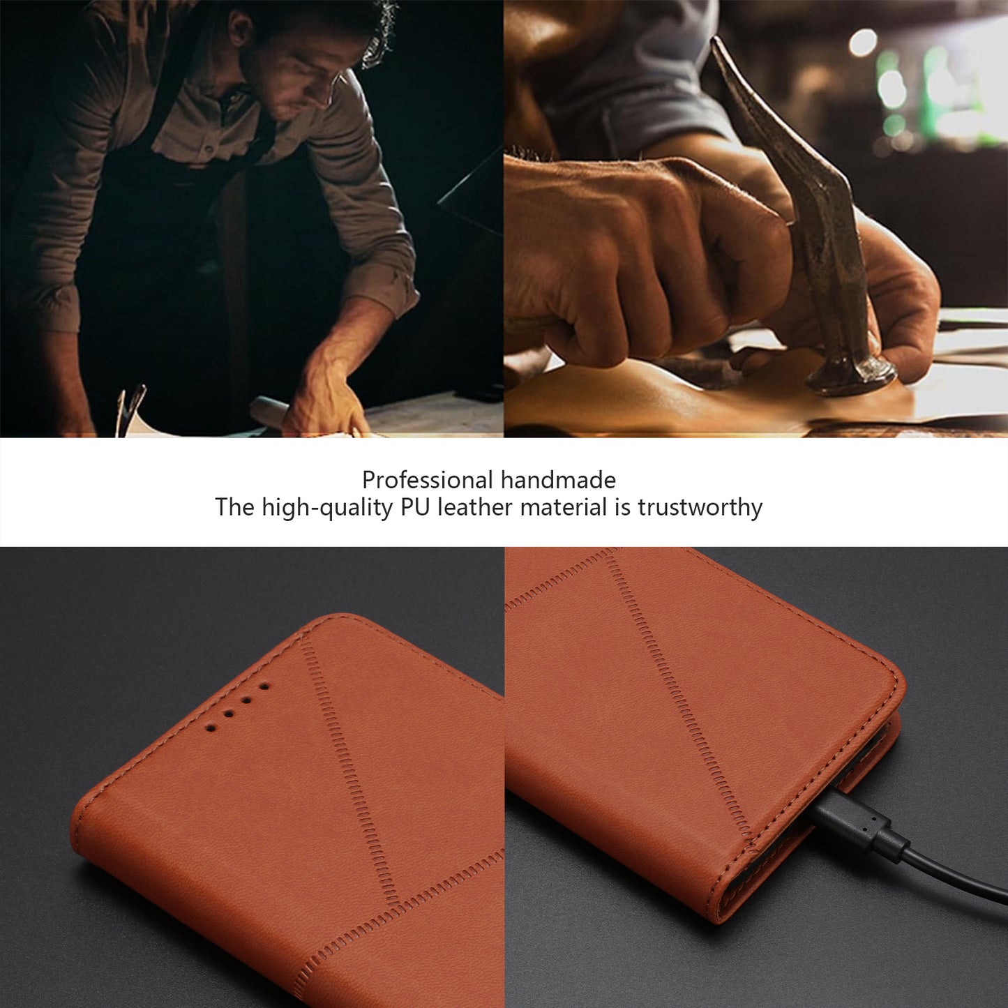 For iPhone 17 Wallet Case Magnetic Closure Leather Flip Phone Cover with Stand - Coffee