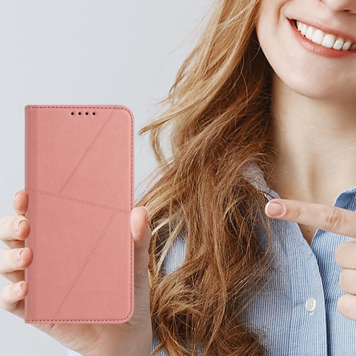 For iPhone 17 Wallet Case Magnetic Closure Leather Flip Phone Cover with Stand - Pink