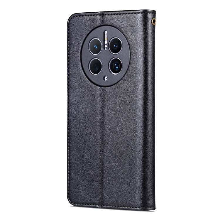 AZNS Flip Wallet Case for Huawei Mate 50 Pro 4G, Full Protection PU Leather Magnetic Closure Anti-scratch Phone Cover with Viewing Stand - Black