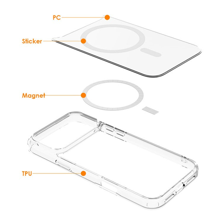 For iPhone 17 Crystal Clear Case Compatible with MagSafe TPU + PC Phone Cover