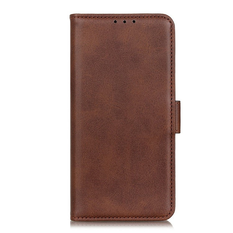 For iPhone 17 Case Stand Cowhide Texture PU Leather Phone Cover - Brown