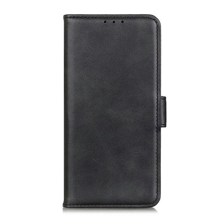 For iPhone 17 Case Stand Cowhide Texture PU Leather Phone Cover - Black