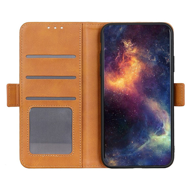 For iPhone 17 Case Stand Cowhide Texture PU Leather Phone Cover - Yellow