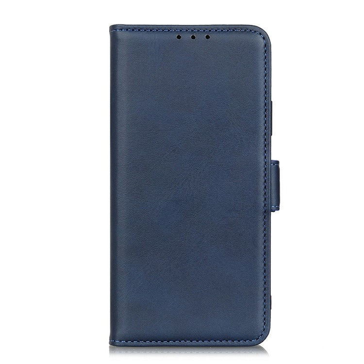 For iPhone 17 Case Stand Cowhide Texture PU Leather Phone Cover - Blue