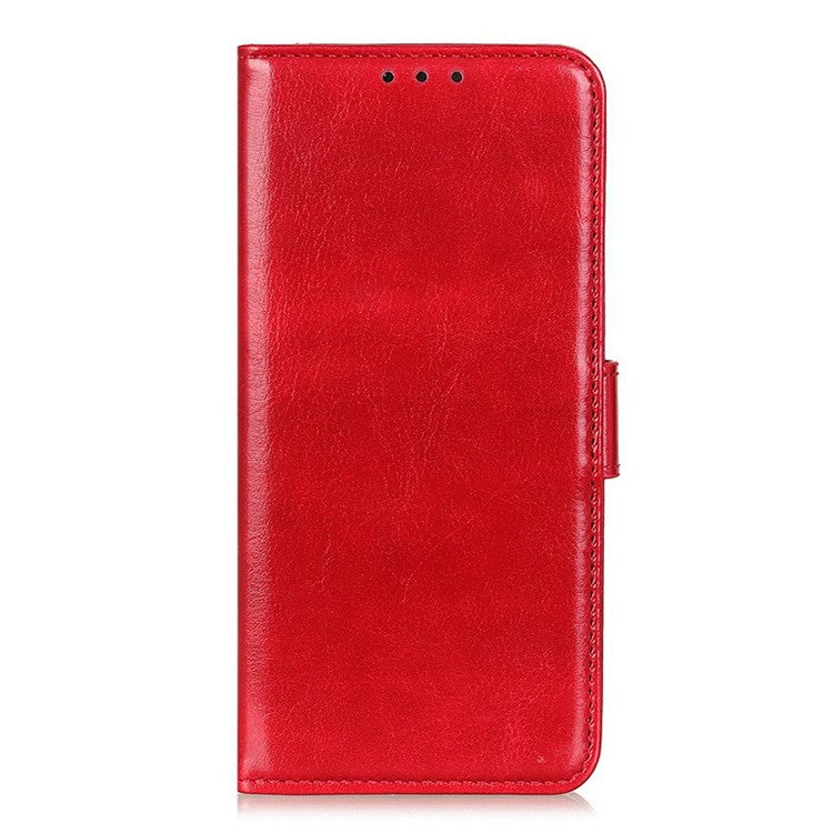 For iPhone 17 Case Crazy Horse Texture PU Leather Phone Stand Cover - Red