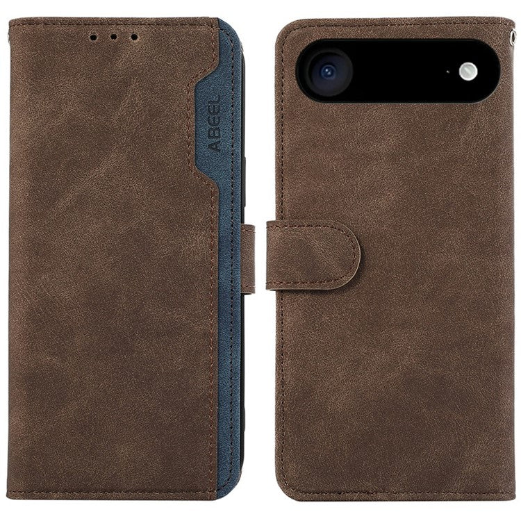 ABEEL For iPhone 17 Air Case Color Splicing Leather Flip Phone Cover RFID Blocking - Brown