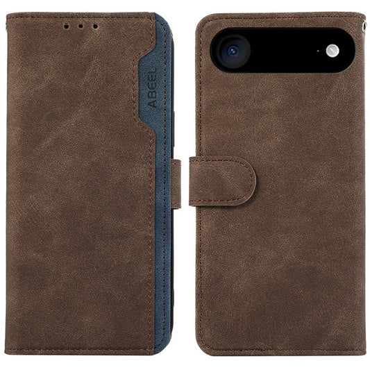 ABEEL For iPhone 17 Air Case Color Splicing Leather Flip Phone Cover RFID Blocking - Brown