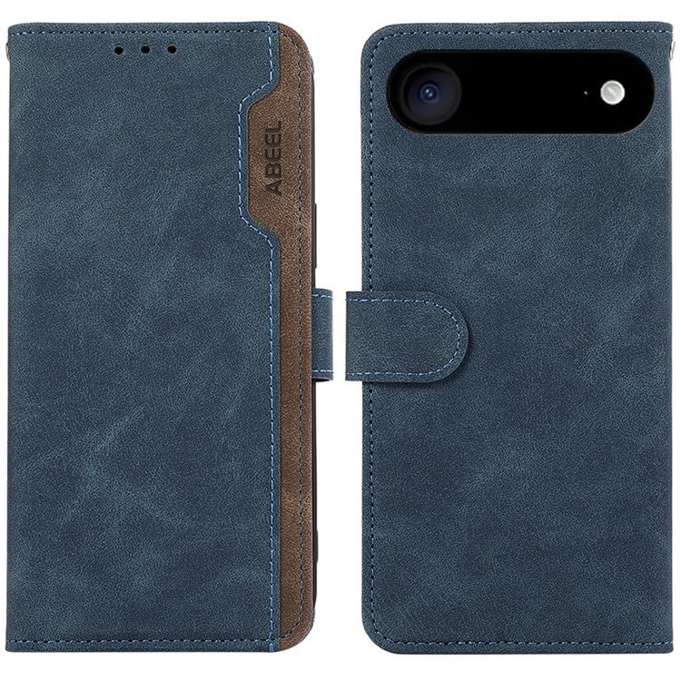 ABEEL For iPhone 17 Air Case Color Splicing Leather Flip Phone Cover RFID Blocking - Blue