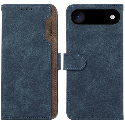 ABEEL For iPhone 17 Air Case Color Splicing Leather Flip Phone Cover RFID Blocking - Blue