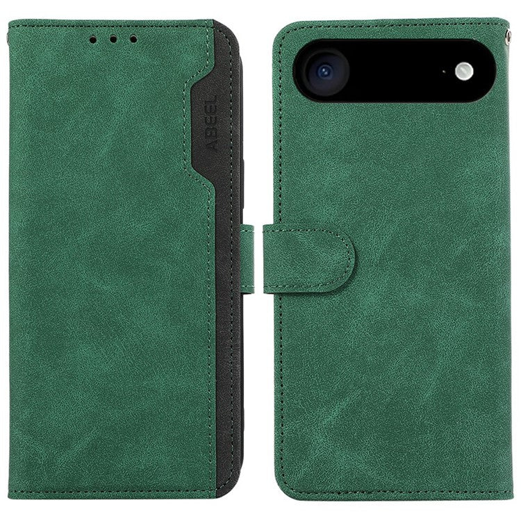 ABEEL For iPhone 17 Air Case Color Splicing Leather Flip Phone Cover RFID Blocking - Green