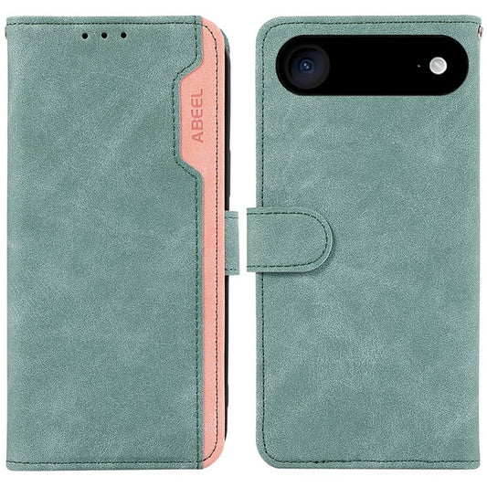 ABEEL For iPhone 17 Air Case Color Splicing Leather Flip Phone Cover RFID Blocking - Baby Blue