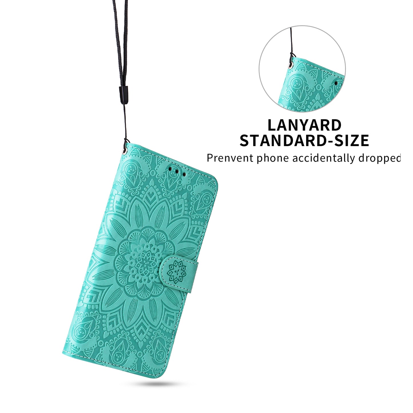 For iPhone 17 Case Sunflower Imprint Leather Wallet Phone Cover - Green