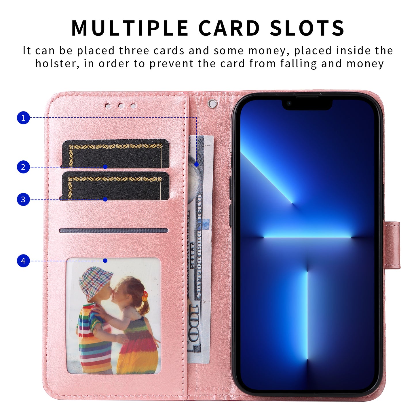 For iPhone 17 Case Sunflower Imprint Leather Wallet Phone Cover - Pink