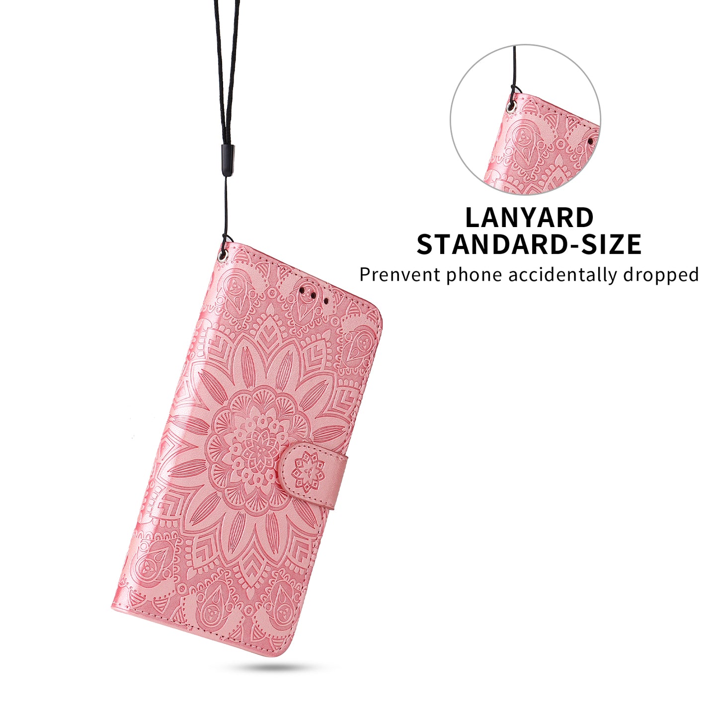 For iPhone 17 Case Sunflower Imprint Leather Wallet Phone Cover - Pink