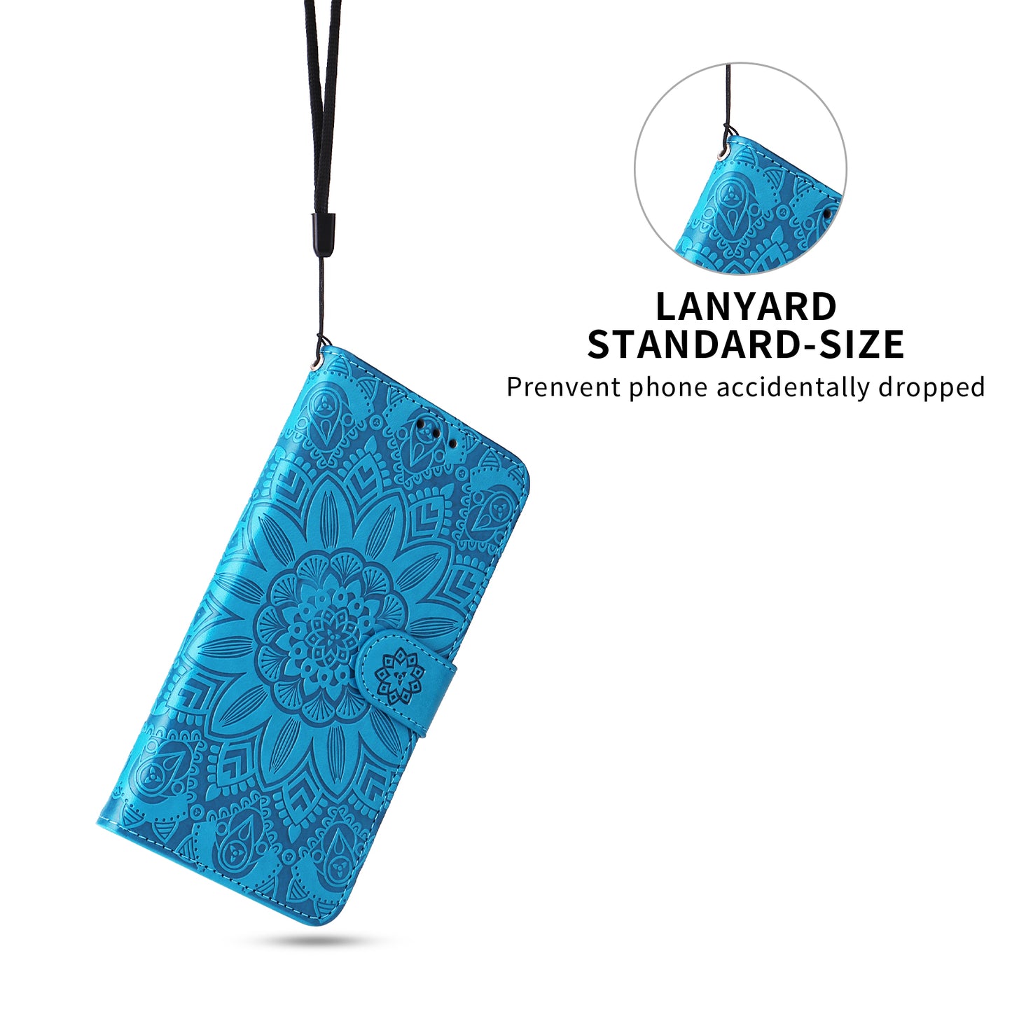 For iPhone 17 Case Sunflower Imprint Leather Wallet Phone Cover - Blue 
