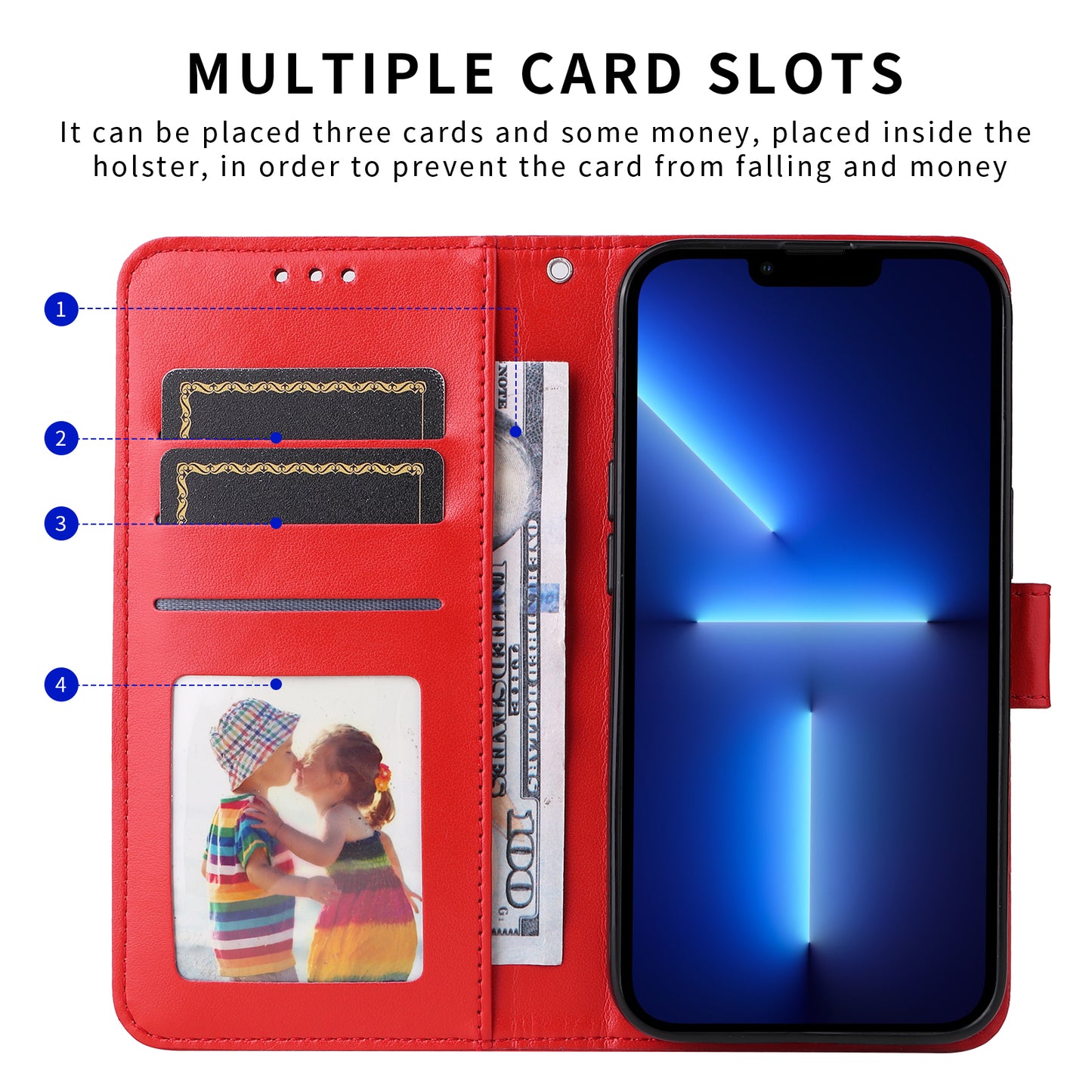 For iPhone 17 Case Sunflower Imprint Leather Wallet Phone Cover - Red