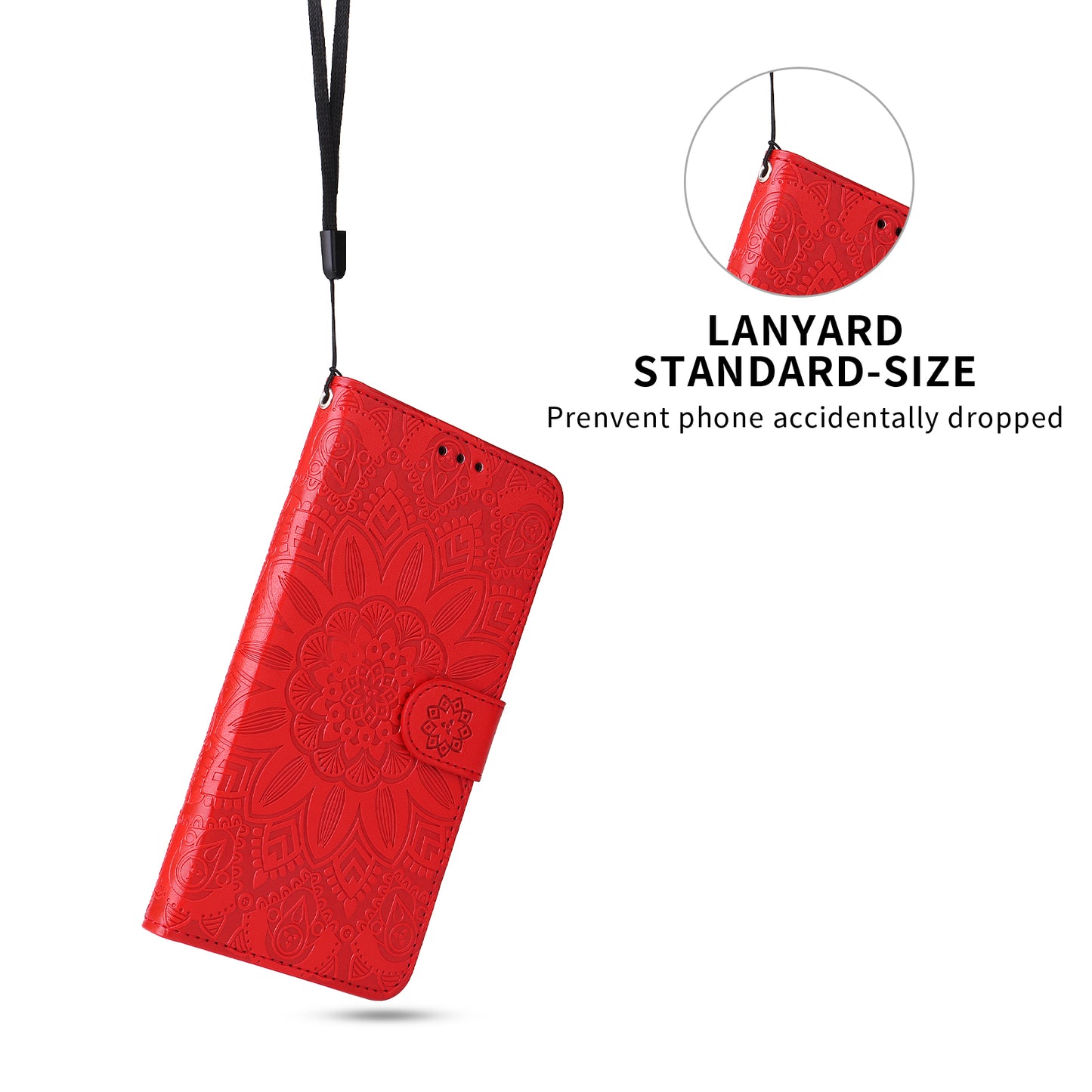 For iPhone 17 Case Sunflower Imprint Leather Wallet Phone Cover - Red