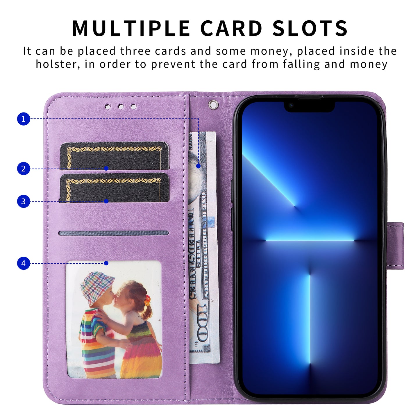 For iPhone 17 Case Sunflower Imprint Leather Wallet Phone Cover - Purple