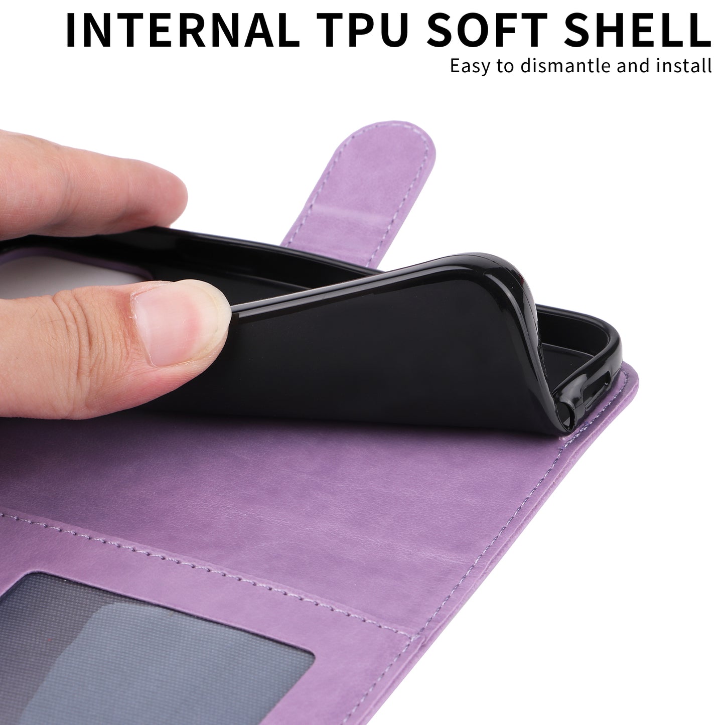For iPhone 17 Case Sunflower Imprint Leather Wallet Phone Cover - Purple