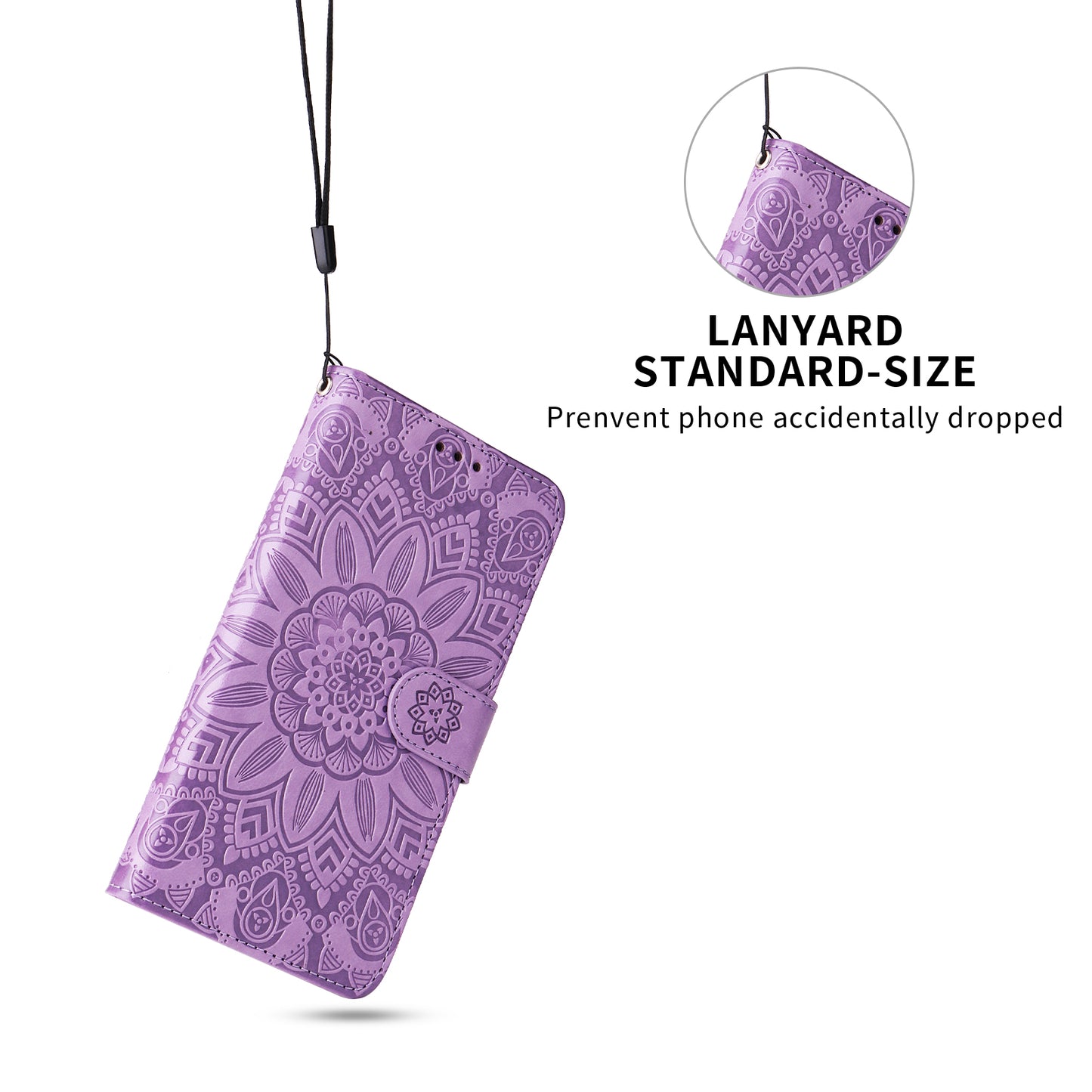 For iPhone 17 Case Sunflower Imprint Leather Wallet Phone Cover - Purple