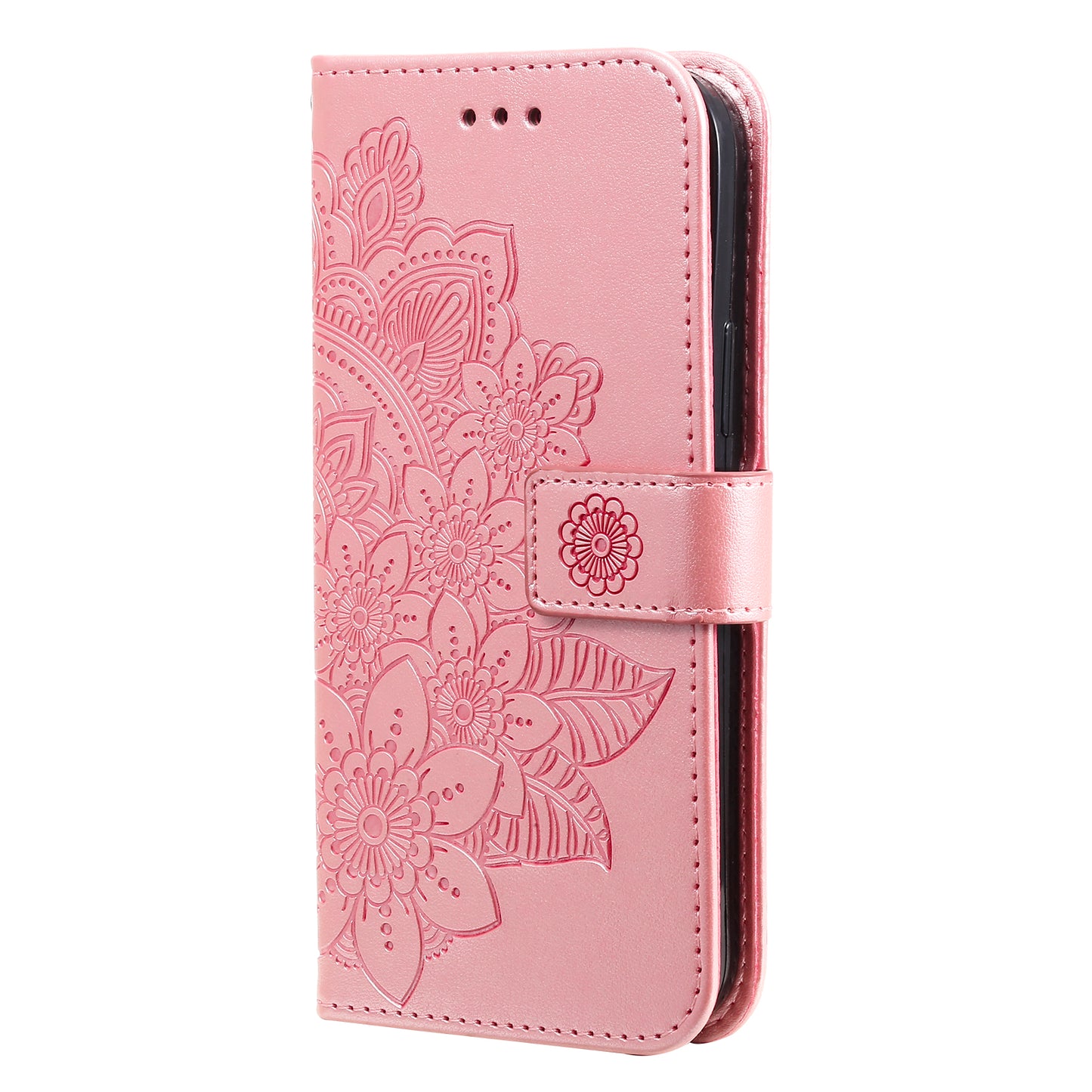 For iPhone 17 Case Floral Pattern PU Leather Wallet Stand Phone Cover - Pink