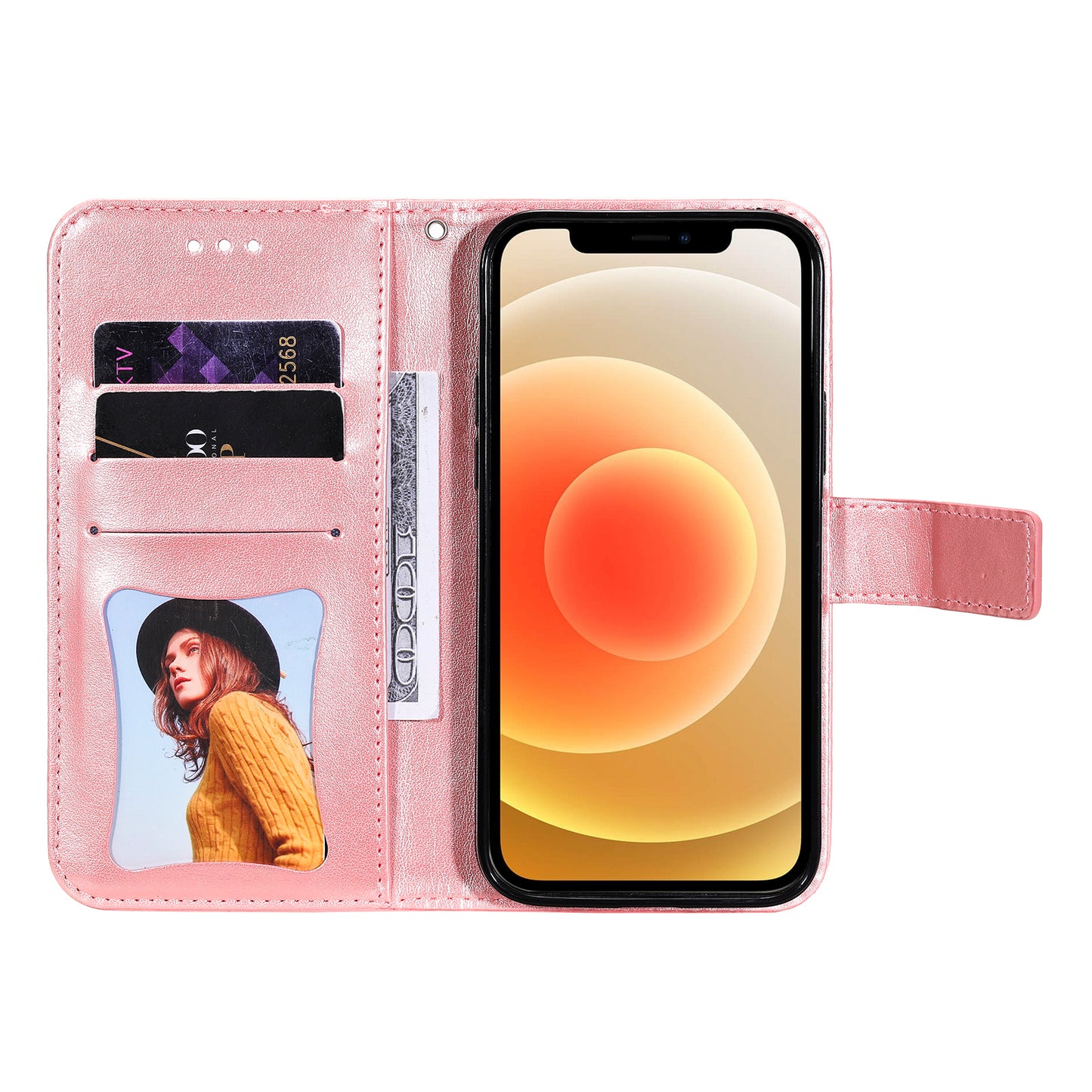 For iPhone 17 Case Floral Pattern PU Leather Wallet Stand Phone Cover - Pink
