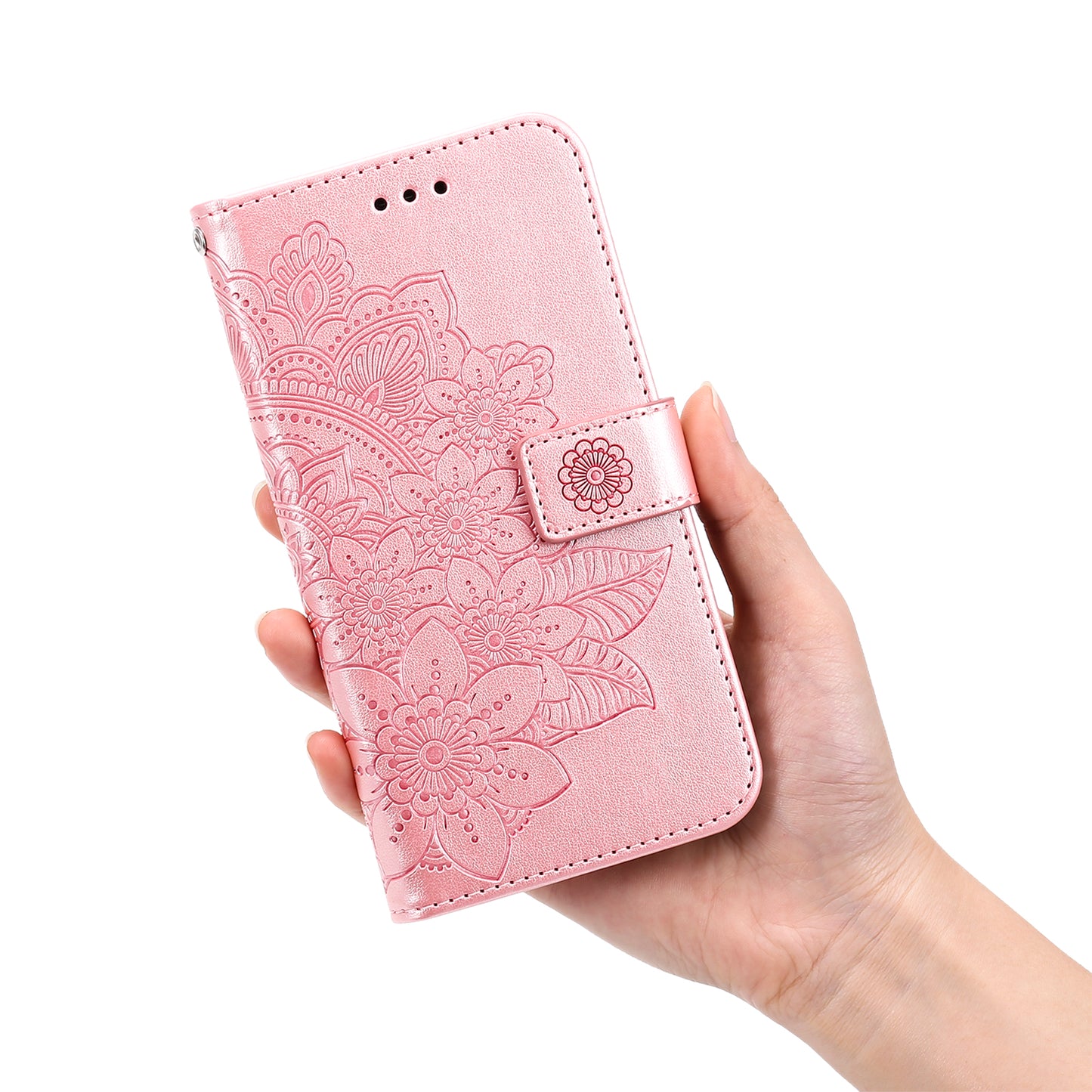 For iPhone 17 Case Floral Pattern PU Leather Wallet Stand Phone Cover - Pink