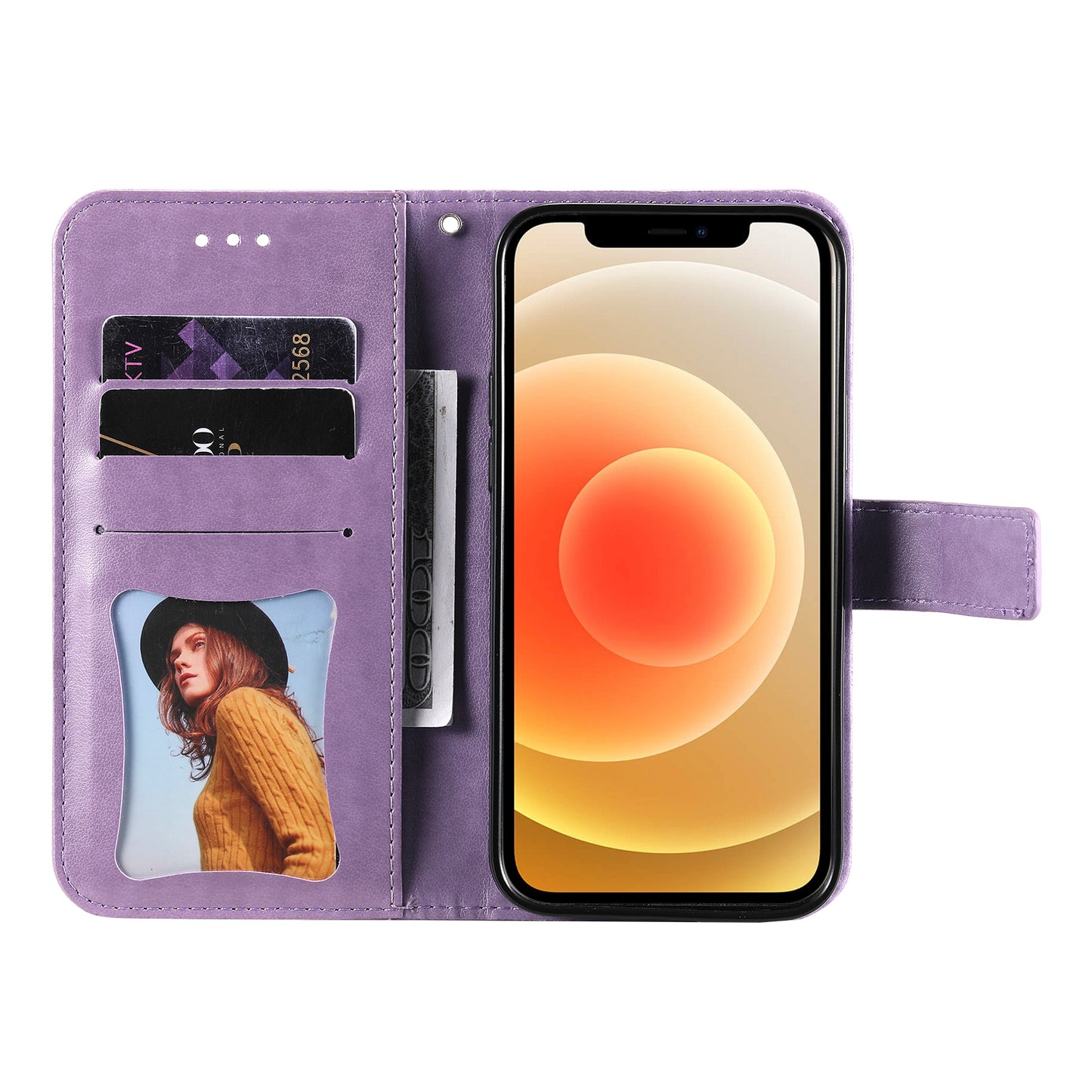 For iPhone 17 Case Floral Pattern PU Leather Wallet Stand Phone Cover - Purple