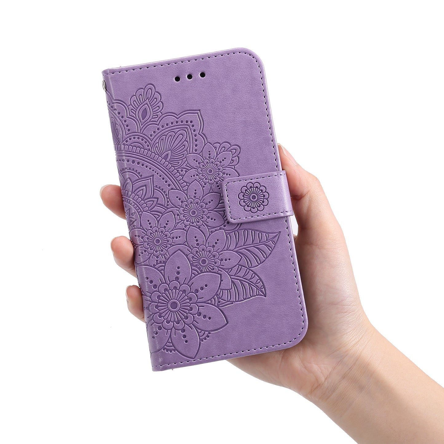 For iPhone 17 Case Floral Pattern PU Leather Wallet Stand Phone Cover - Purple
