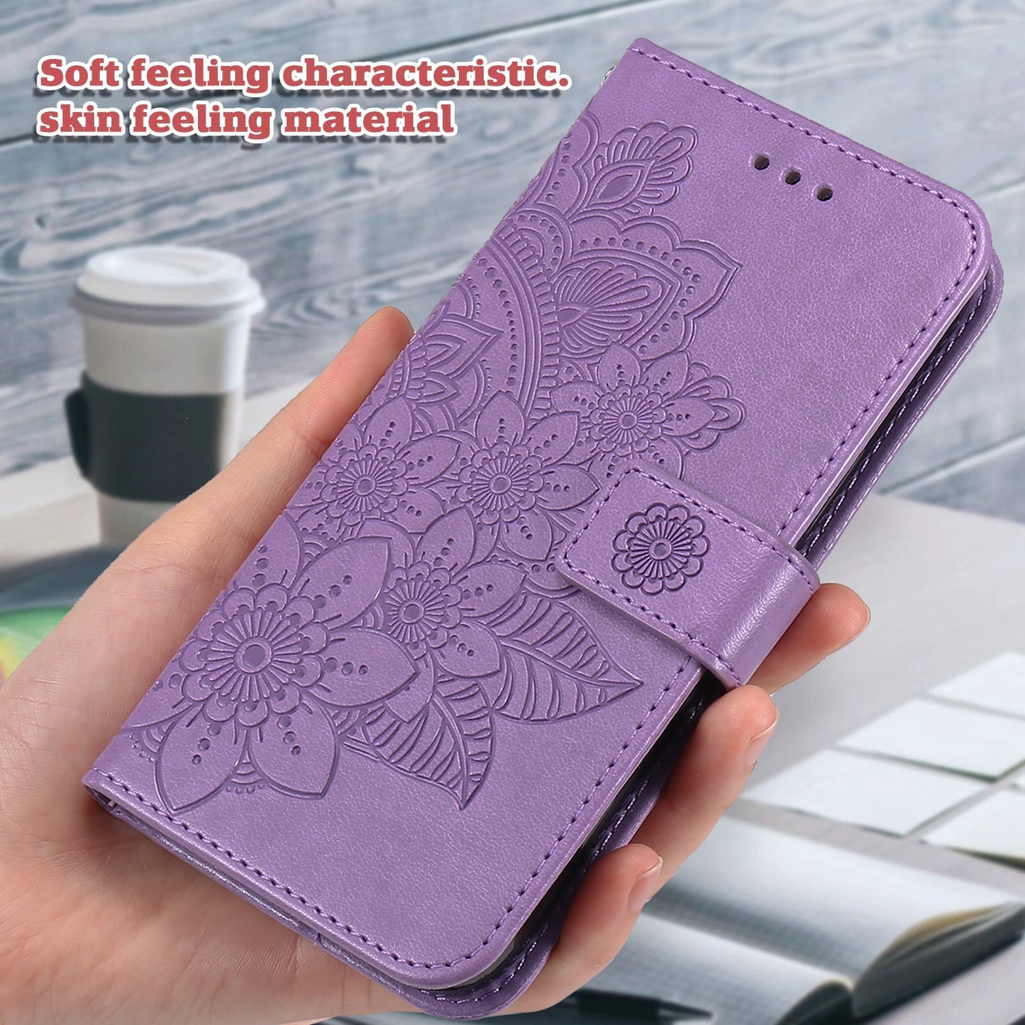 For iPhone 17 Case Floral Pattern PU Leather Wallet Stand Phone Cover - Purple