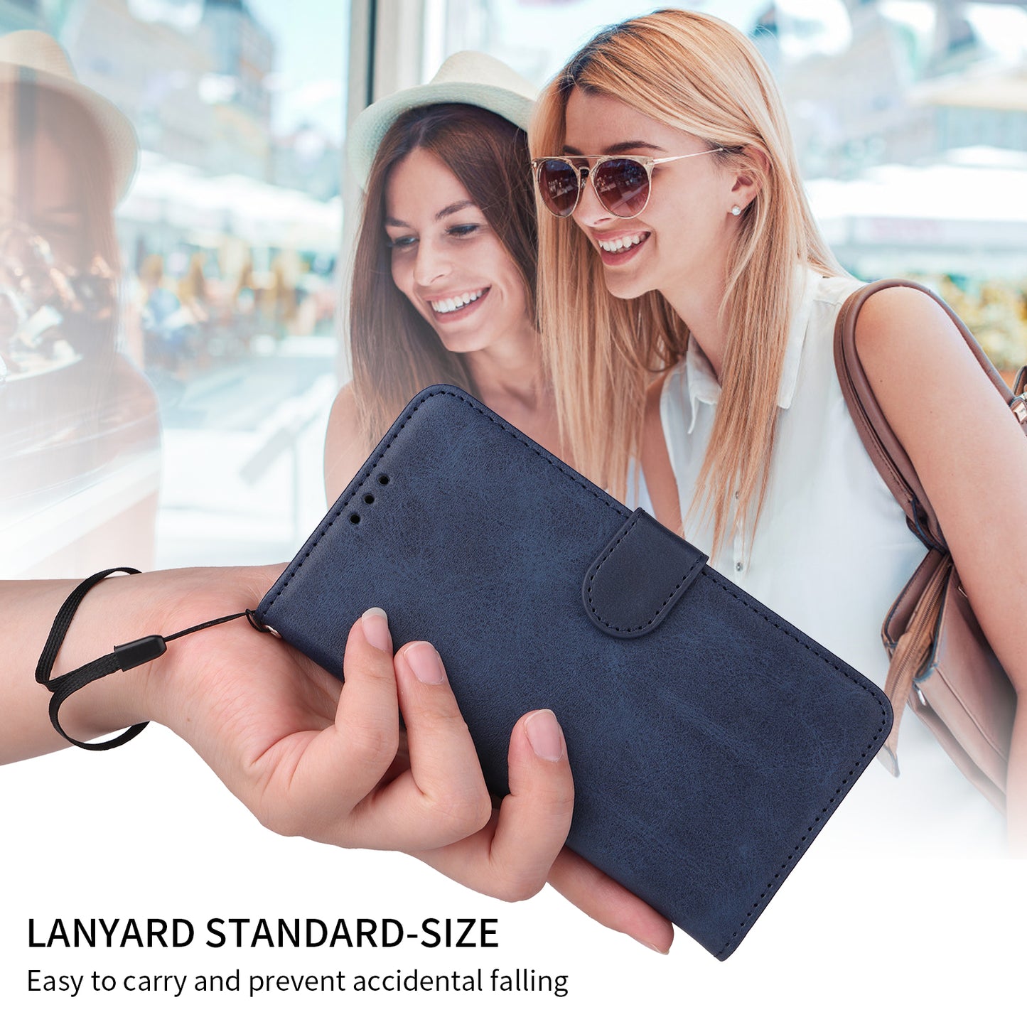 For iPhone 17 Case Wallet PU Leather Folio Flip Phone Cover - Blue