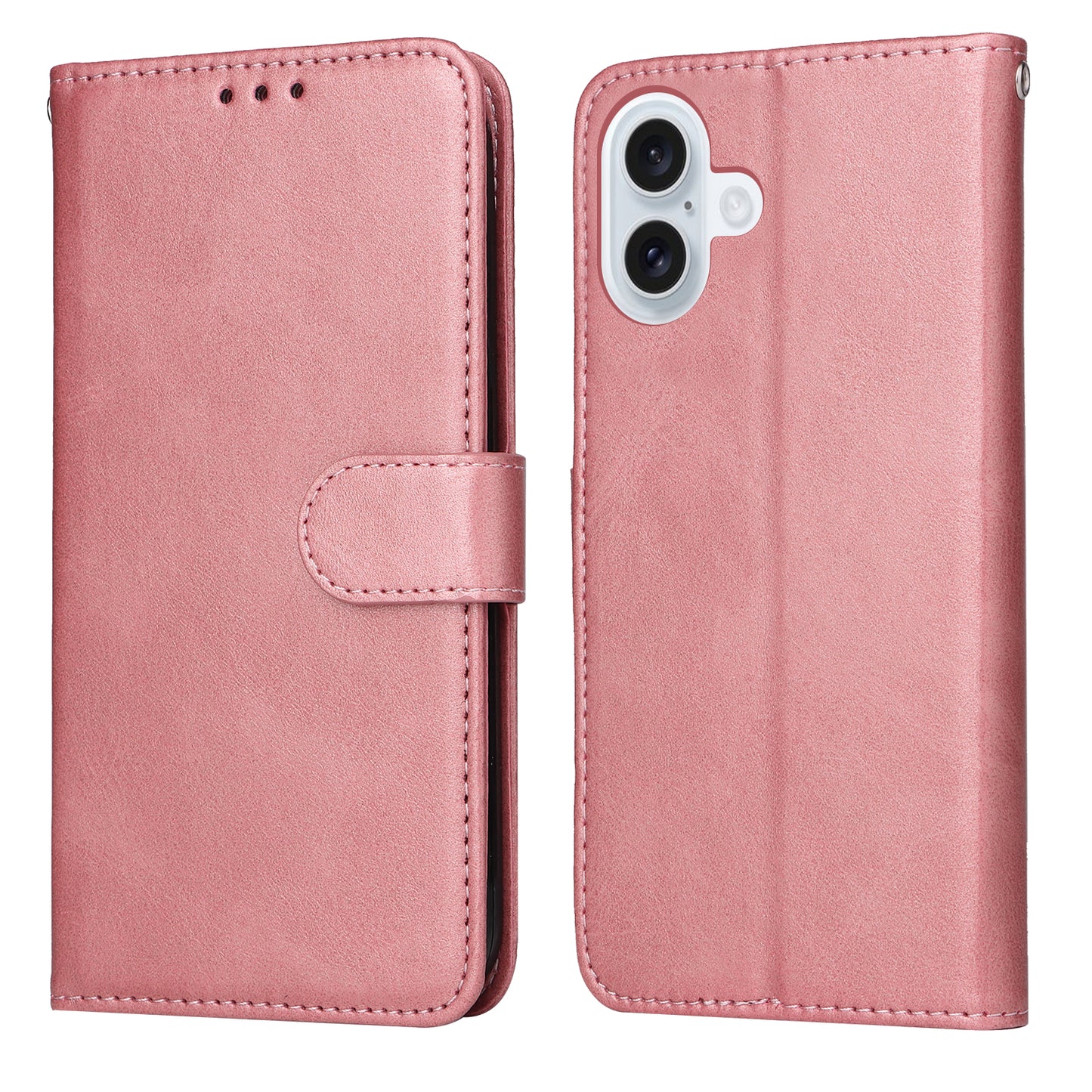 For iPhone 17 Case Wallet PU Leather Folio Flip Phone Cover - Pink