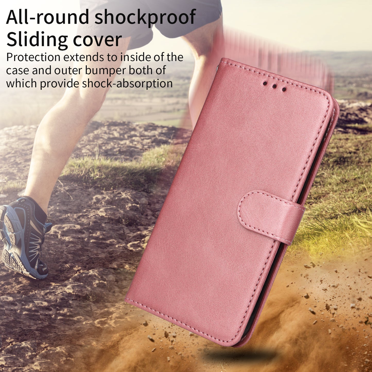 For iPhone 17 Case Wallet PU Leather Folio Flip Phone Cover - Pink