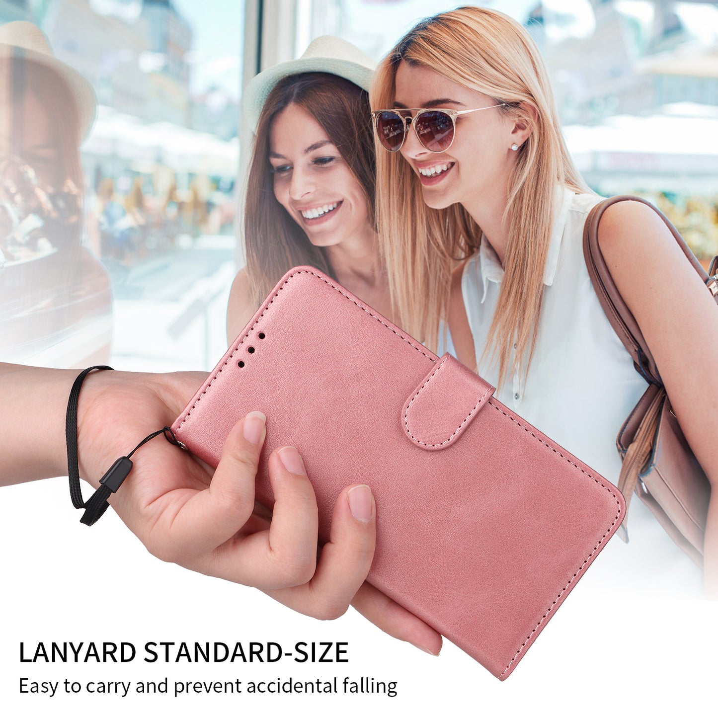 For iPhone 17 Case Wallet PU Leather Folio Flip Phone Cover - Pink