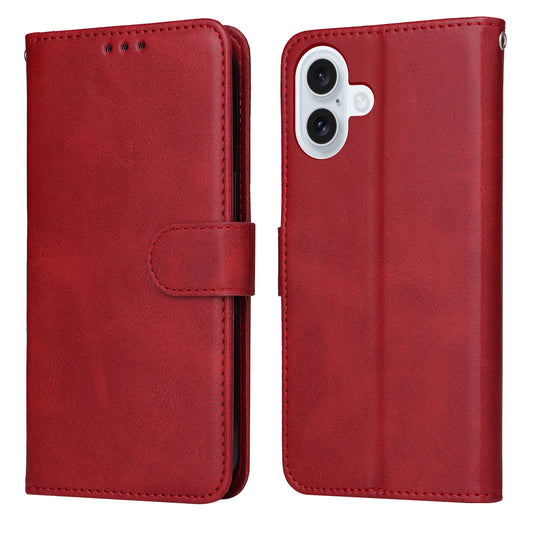 For iPhone 17 Case Wallet PU Leather Folio Flip Phone Cover - Red