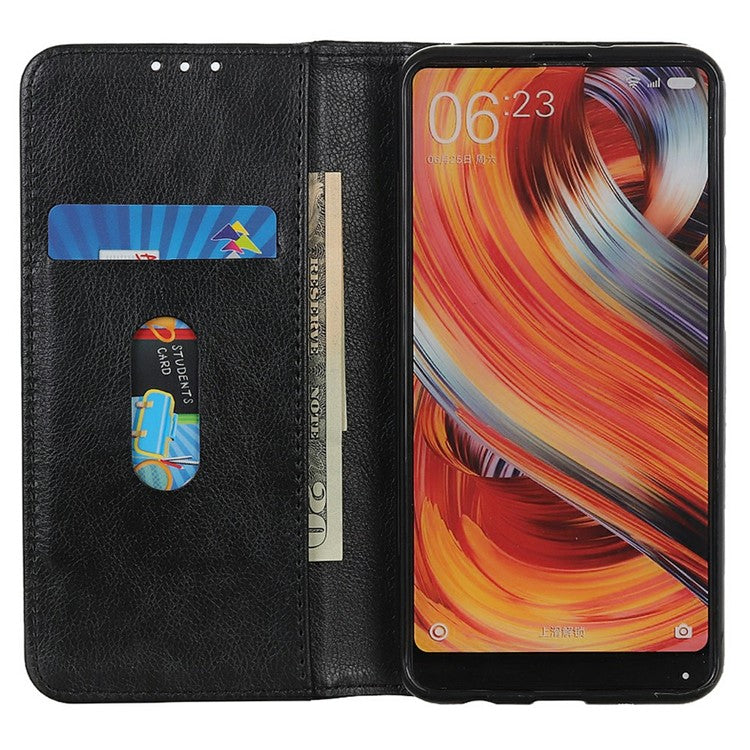 For iPhone 17 Pro Stand Case Split Leather Litchi Texture Wallet Phone Cover - Black