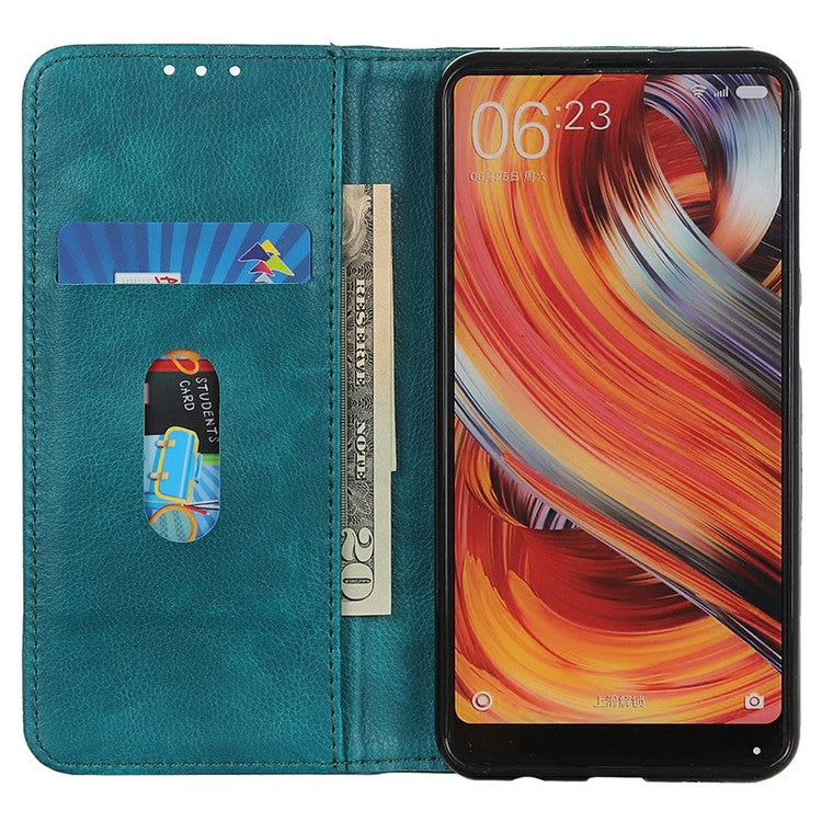 For iPhone 17 Pro Stand Case Split Leather Litchi Texture Wallet Phone Cover - Green