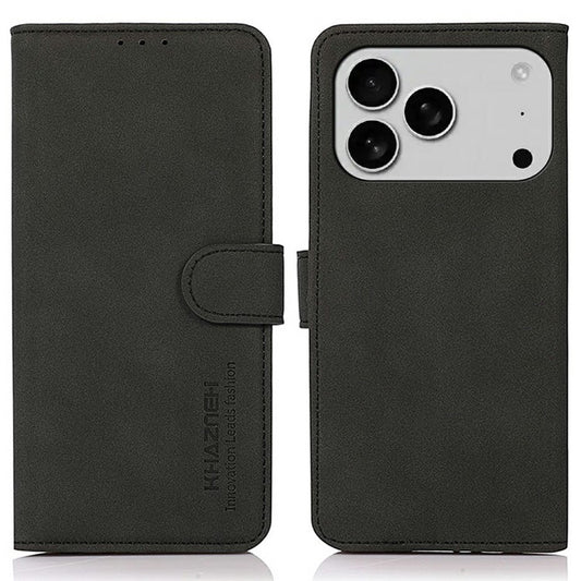 KHAZNEH For iPhone 17 Pro Case PU Leather Wallet Stand Phone Cover - Black