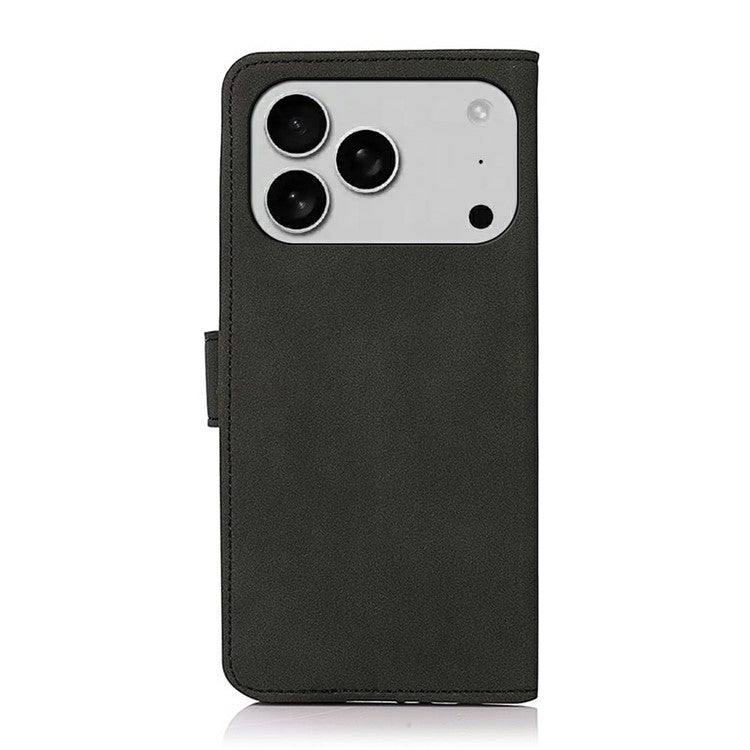 KHAZNEH For iPhone 17 Pro Case PU Leather Wallet Stand Phone Cover - Black