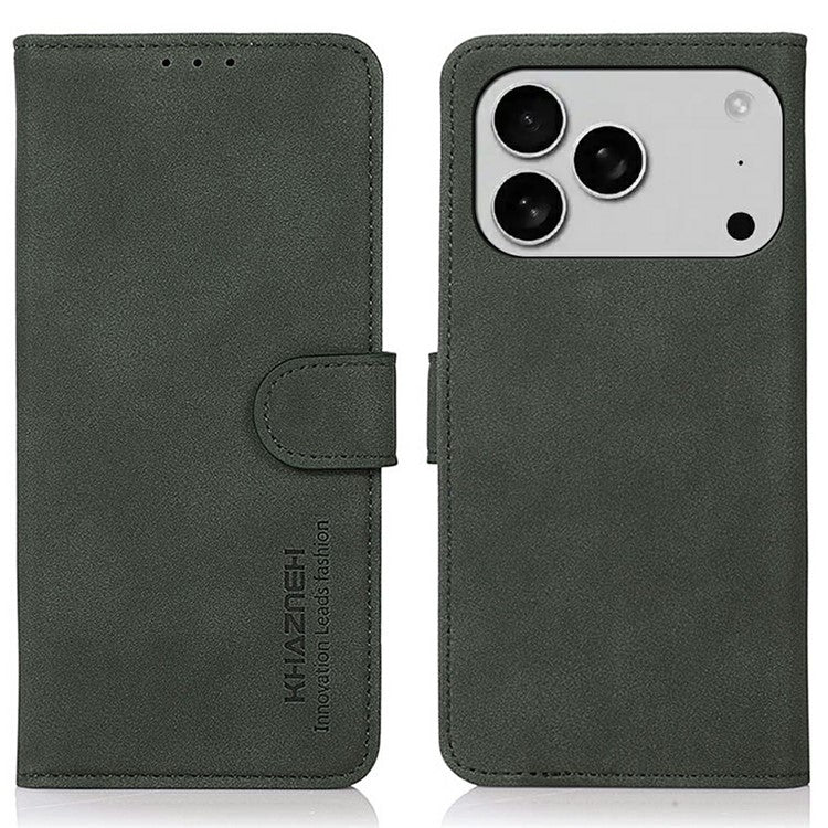 KHAZNEH For iPhone 17 Pro Case PU Leather Wallet Stand Phone Cover - Green