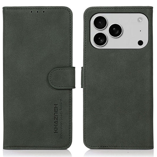 KHAZNEH For iPhone 17 Pro Case PU Leather Wallet Stand Phone Cover - Green